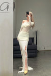 SWAYING/KNIT Japanese paper furry maxi skirt SW22SSB22 white